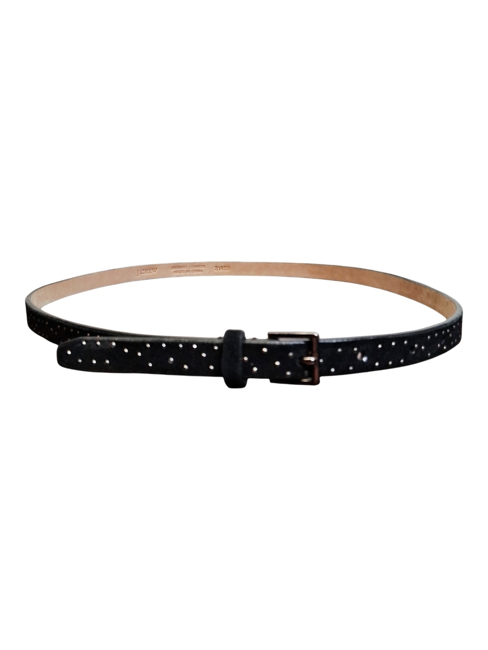 J Crew Women's Black Skinny Suede Leather With Silver Studs Belt M
